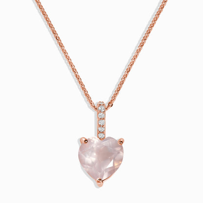 Rose Quartz Necklace - By Your Side - rose gold