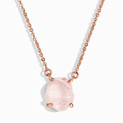 Raw Crystal Necklace - Rose Quartz 'Self-Love' - rose gold