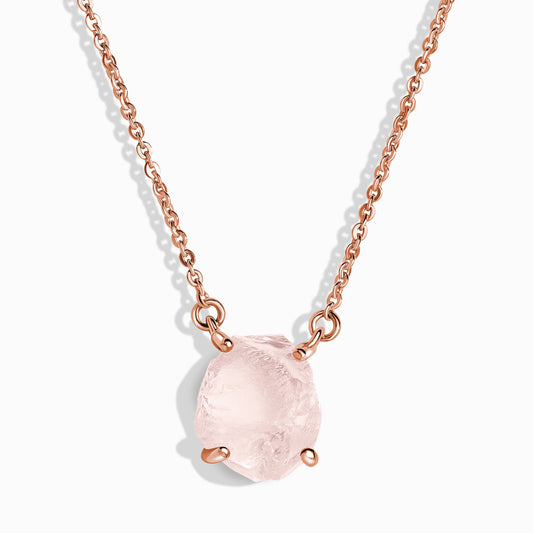 Raw Crystal Necklace - Rose Quartz 'Self-Love' - rose gold