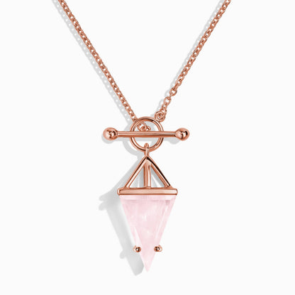 Rose Quartz Necklace - Heroine, rose gold detail