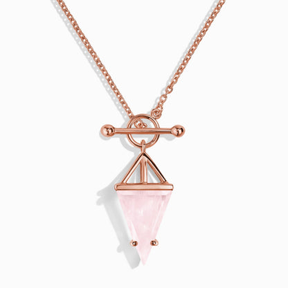 Rose Quartz Necklace - Heroine, rose gold