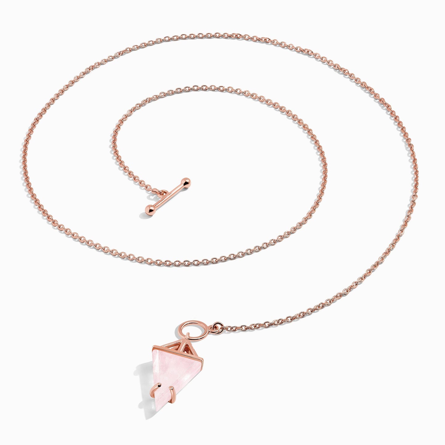 Rose Quartz Necklace - Heroine, rose gold angle