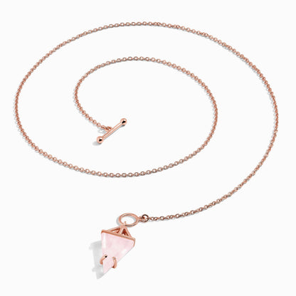 Rose Quartz Necklace - Heroine, rose gold detail 2