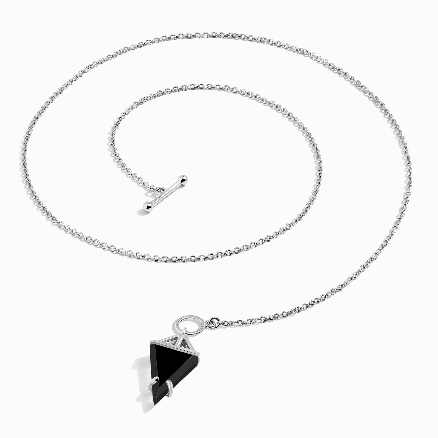 Black Obsidian Necklace - Heroine - sterling silver flatlay
