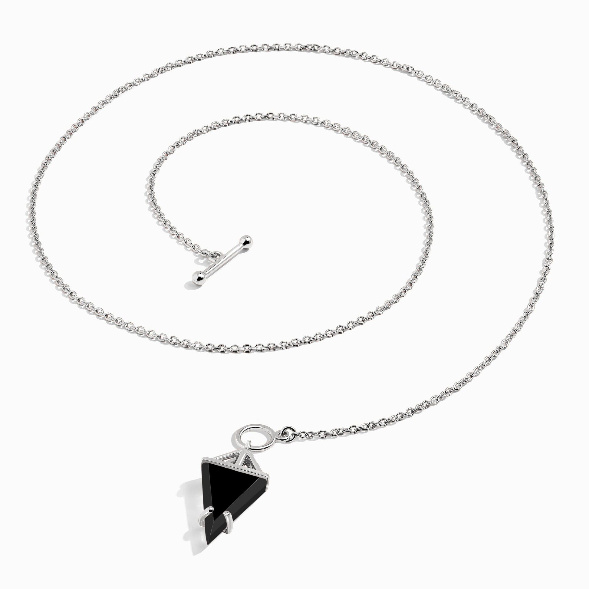 Black Obsidian Necklace - Heroine - sterling silver flatlay