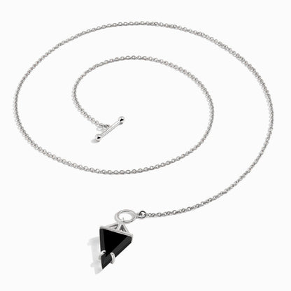 Black Obsidian Necklace - Heroine - sterling silver flatlay