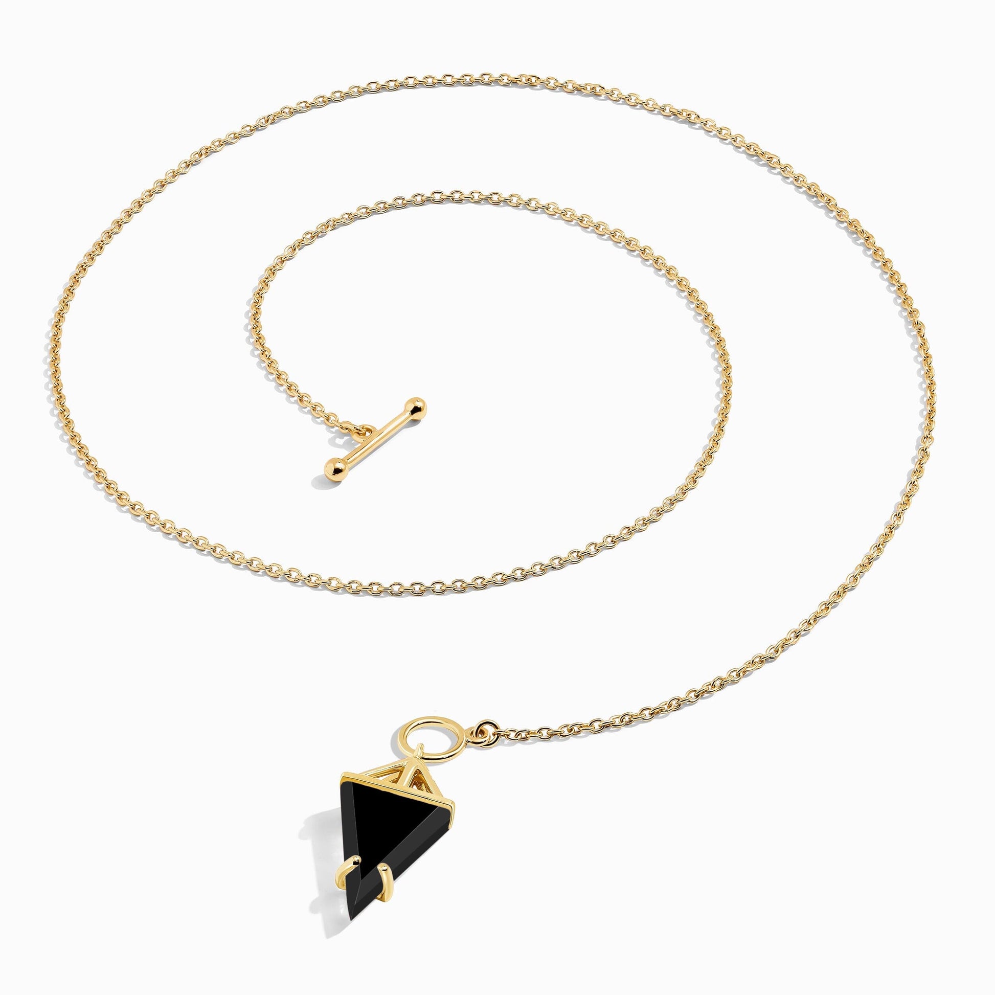 Black Obsidian Necklace - Heroine - yellow gold flatlay