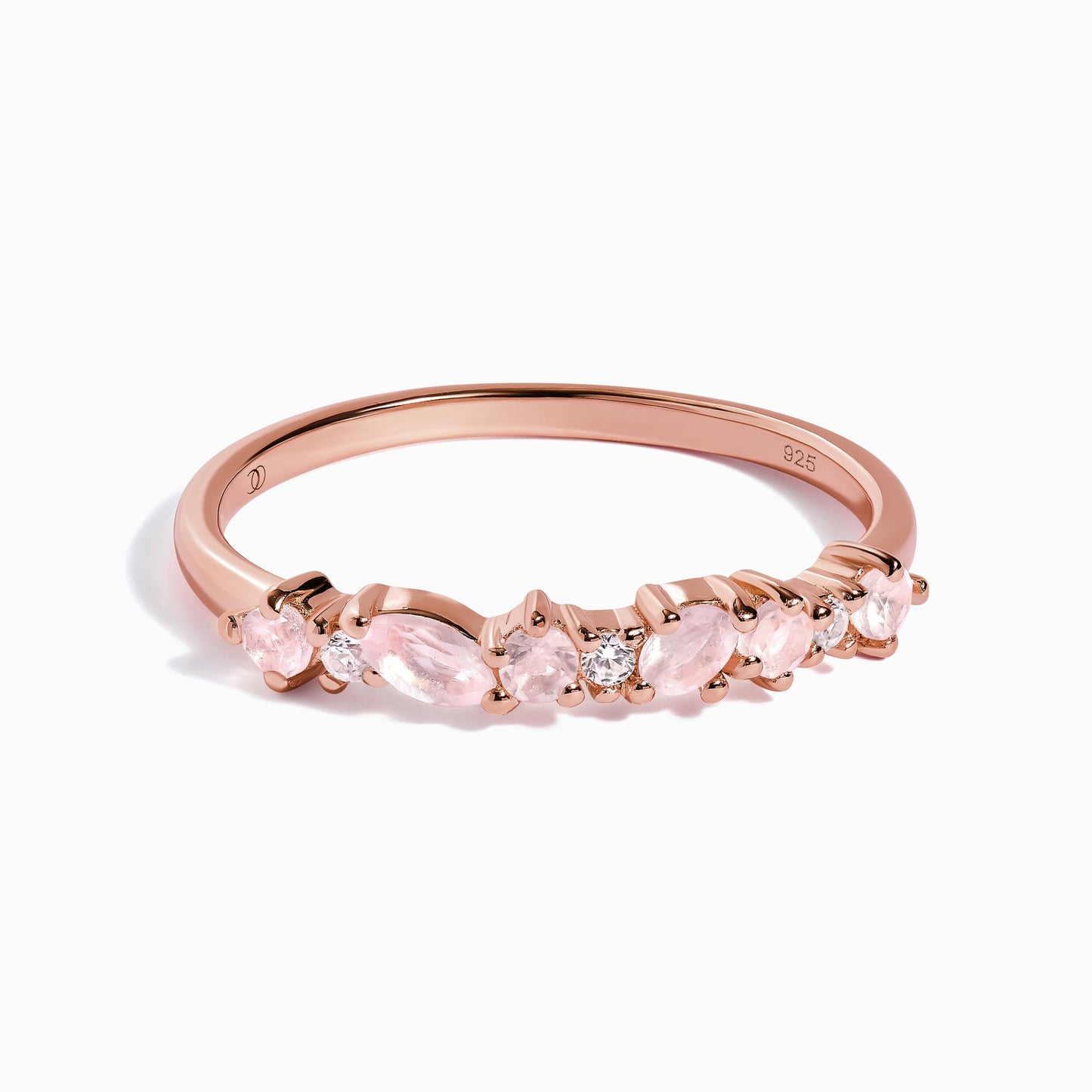 Rose Quartz White Zircon Ring - Grace, rose gold