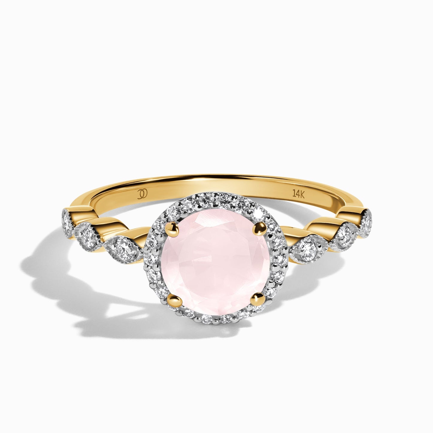 Rose Quartz Diamond Ring - Soulmate - yellow gold