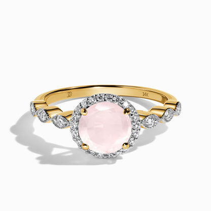 Rose Quartz Diamond Ring - Soulmate - yellow gold