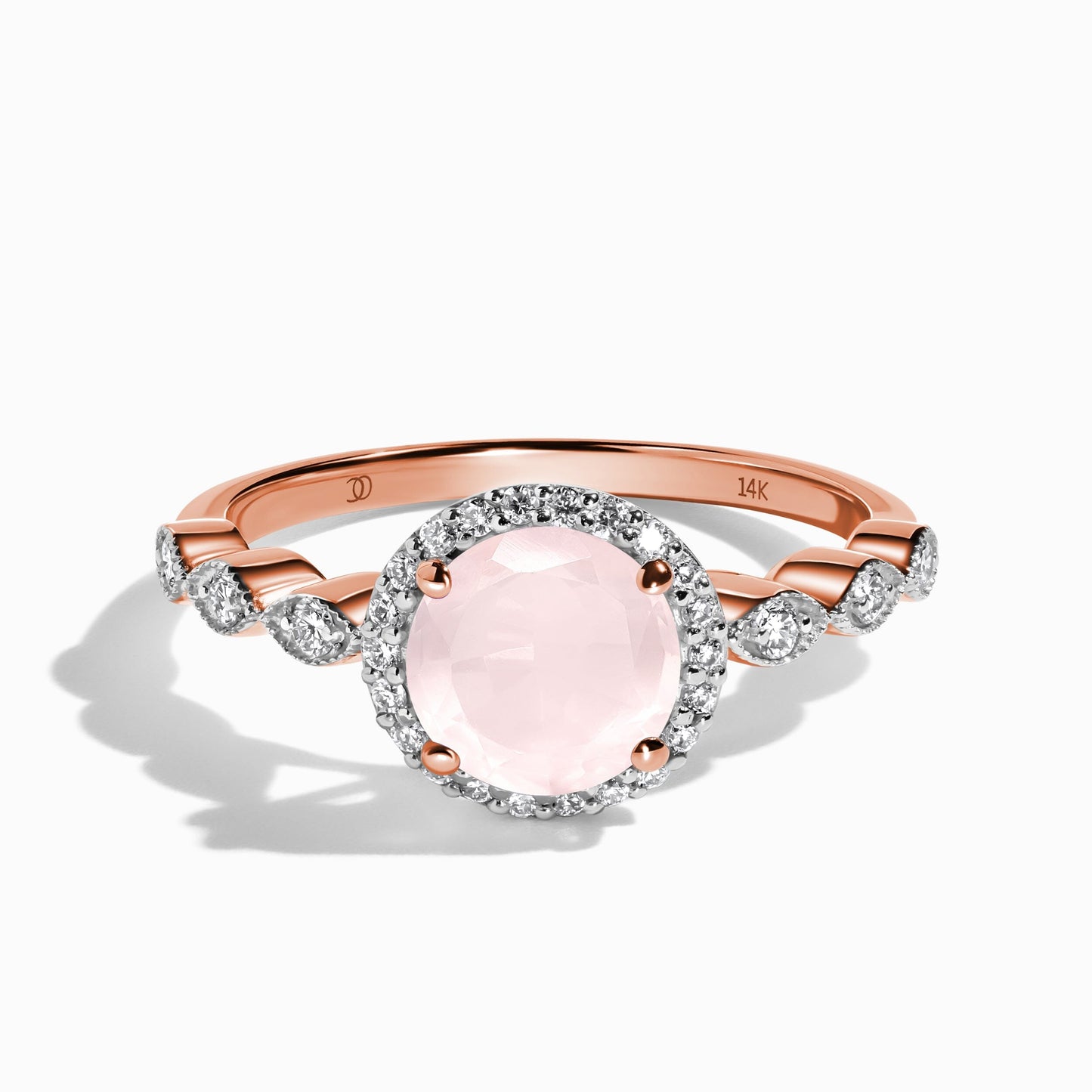 Rose Quartz Diamond Ring - Soulmate - rose gold