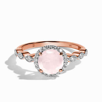 Rose Quartz Diamond Ring - Soulmate - rose gold