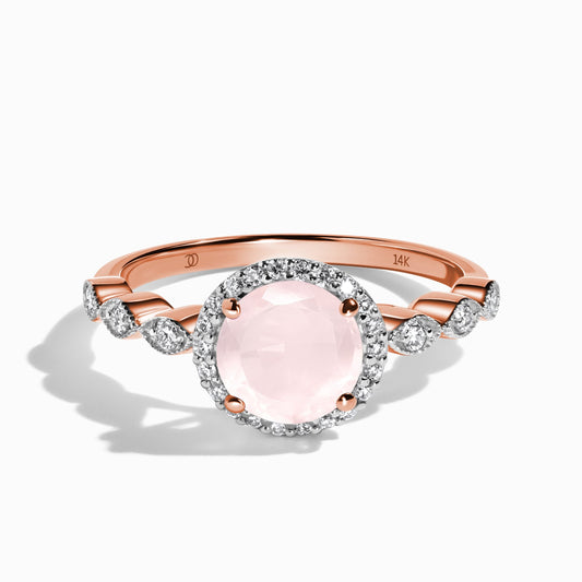 Rose Quartz Diamond Ring - Soulmate - rose gold