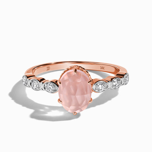 Rose Quartz Lab Diamond Ring - Mirth - rose gold