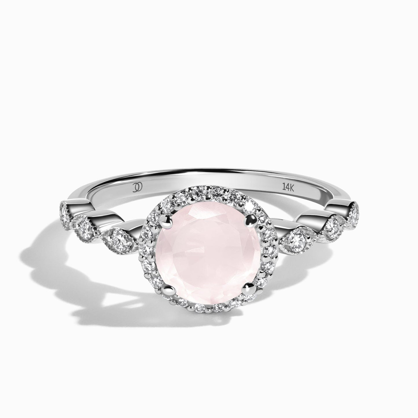 Rose Quartz Diamond Ring - Soulmate - white gold