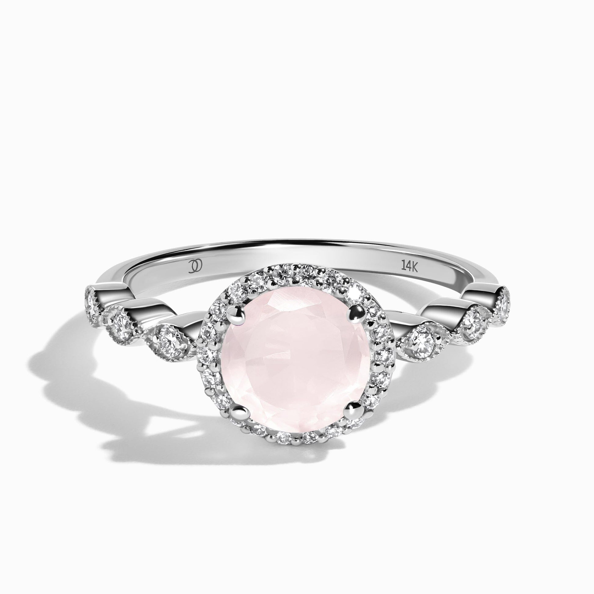 Rose Quartz Diamond Ring - Soulmate - white gold