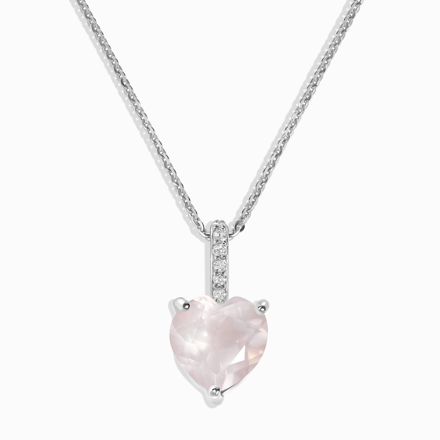 Rose Quartz Necklace - By Your Side - silver