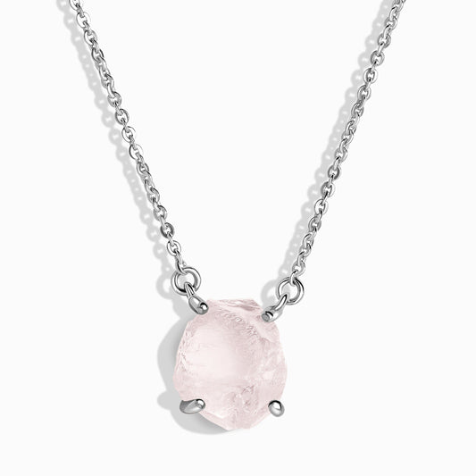 Raw Crystal Necklace - Rose Quartz 'Self-Love' - silver
