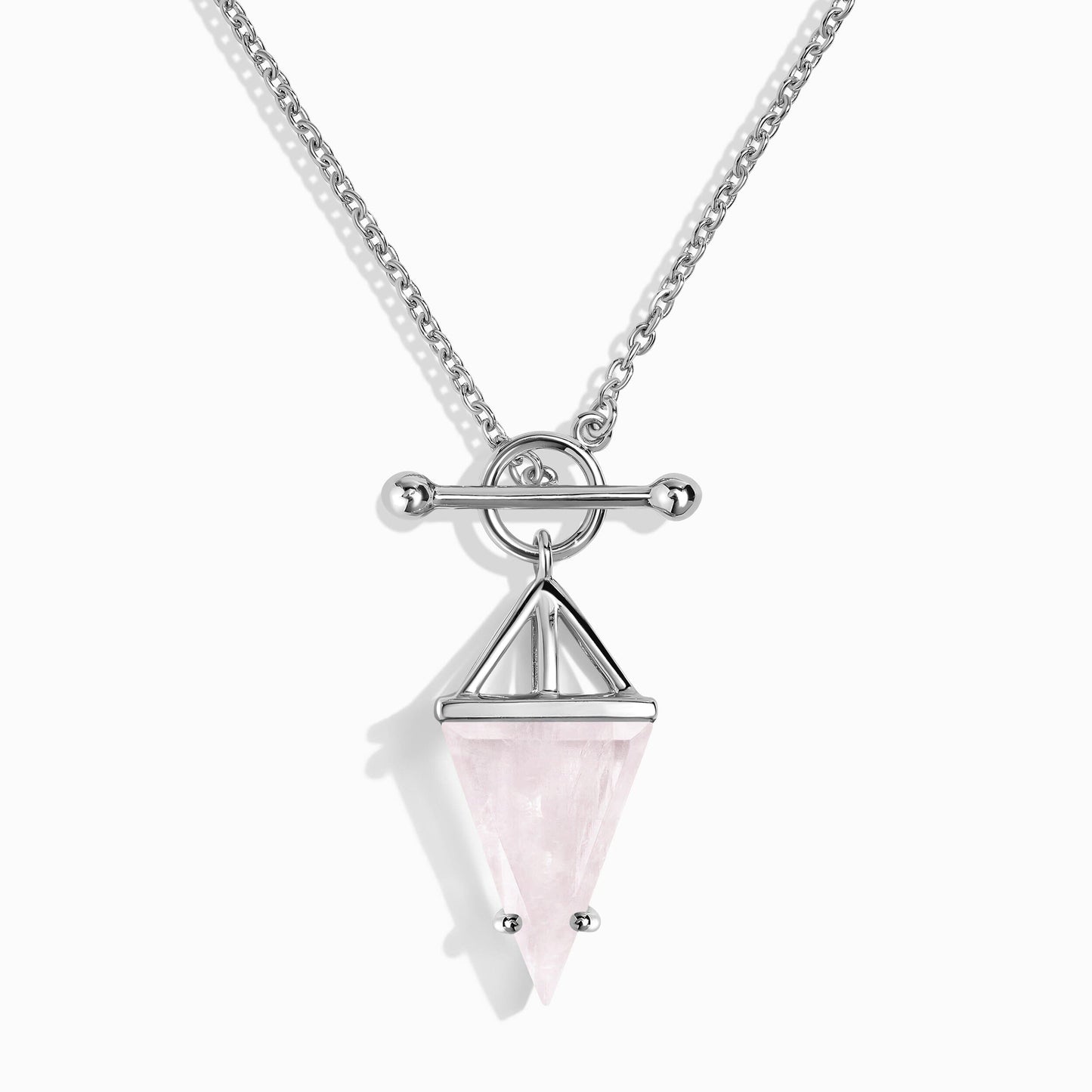 Rose Quartz Necklace - Heroine, silver detail