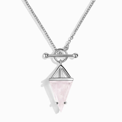 Rose Quartz Necklace - Heroine, silver detail