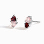 Rose Quartz & Garnet Earrings - Floating Hearts