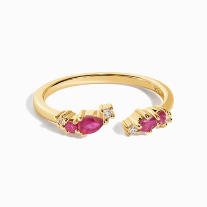 Adjustable Ruby Ring Flourish - yellow gold