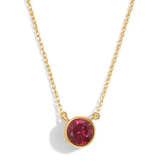 Ruby Necklace Solitaire - yellow gold