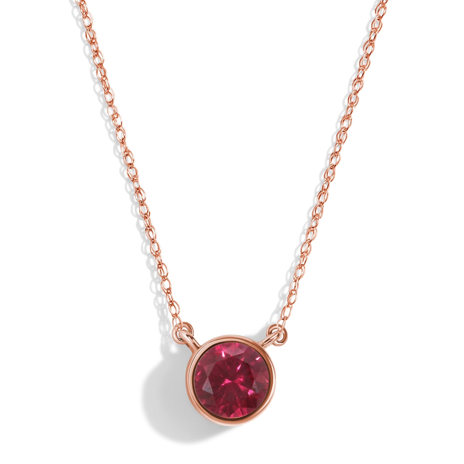 Ruby Necklace Solitaire - rose gold