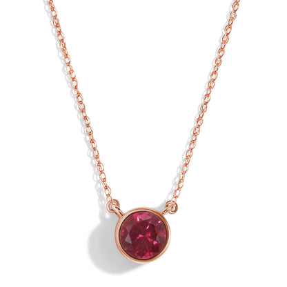 Ruby Necklace Solitaire - rose gold