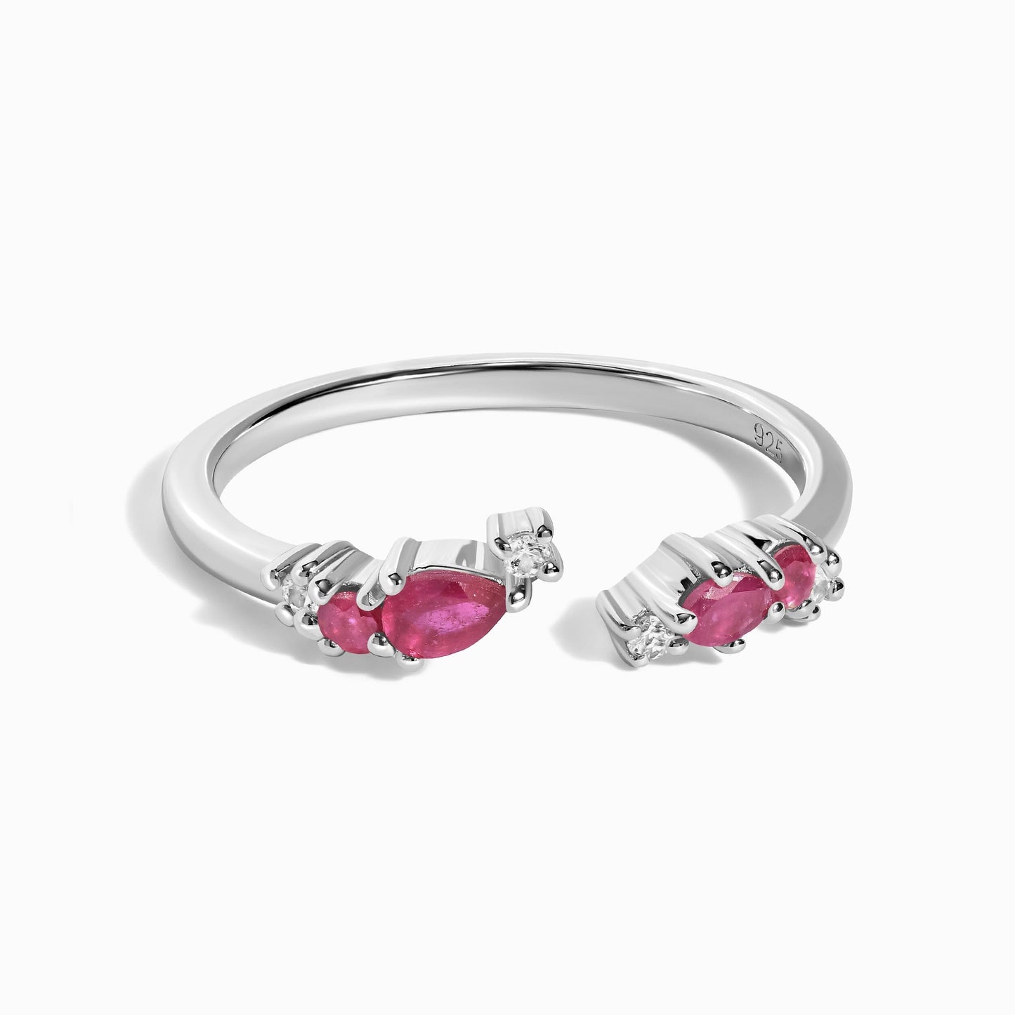 Adjustable Ruby Ring Flourish - silver