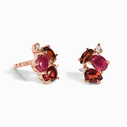Orion earrings ruby garnet rose gold