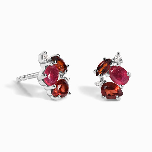 Orion earrings ruby garnet silver