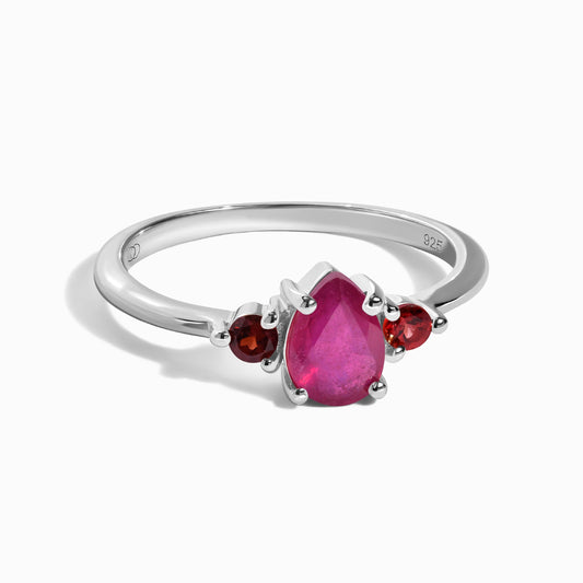 Ruby Garnet Ring - Lania - silver