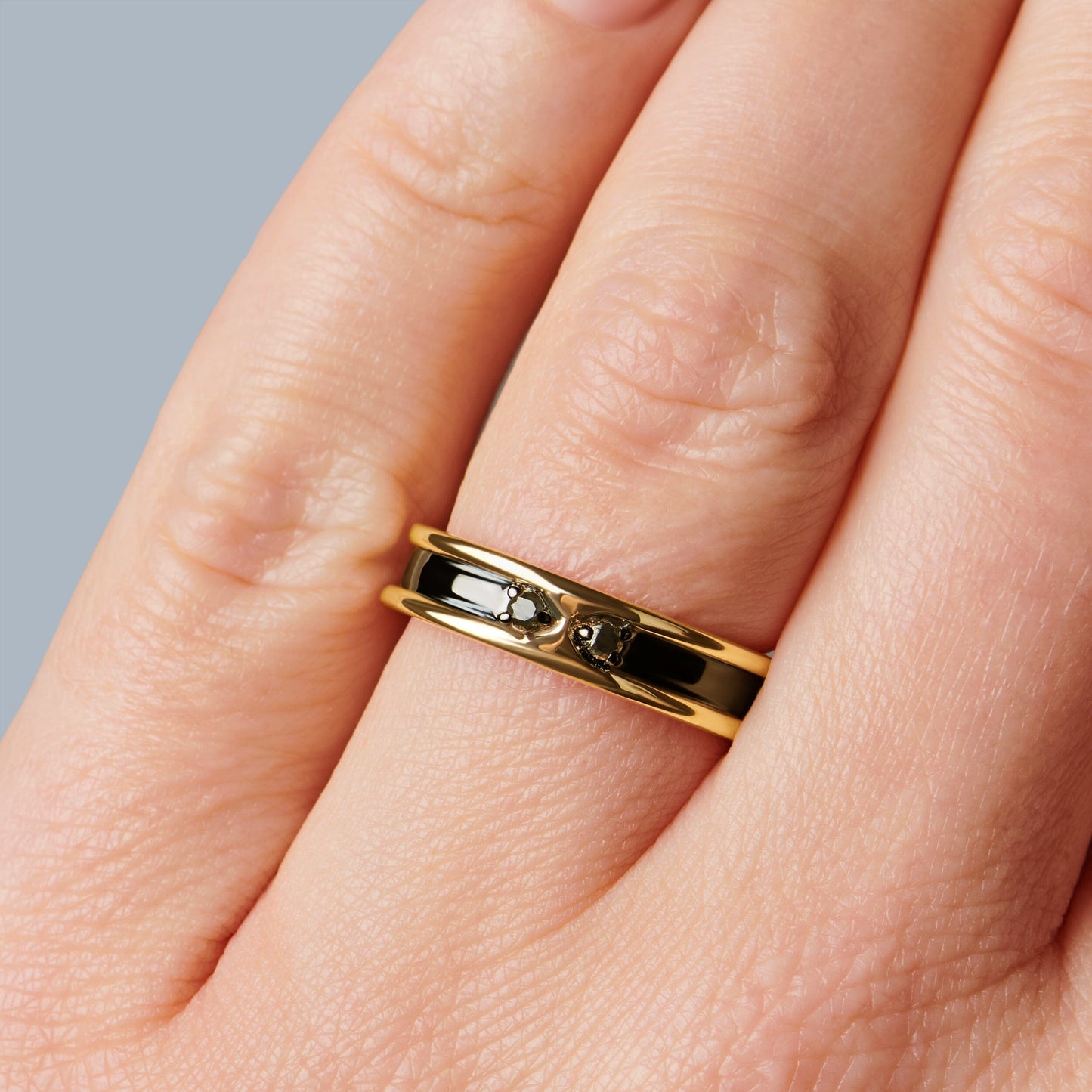 Black Onyx Unisex Ring - Individualist - lifestyle yellow gold
