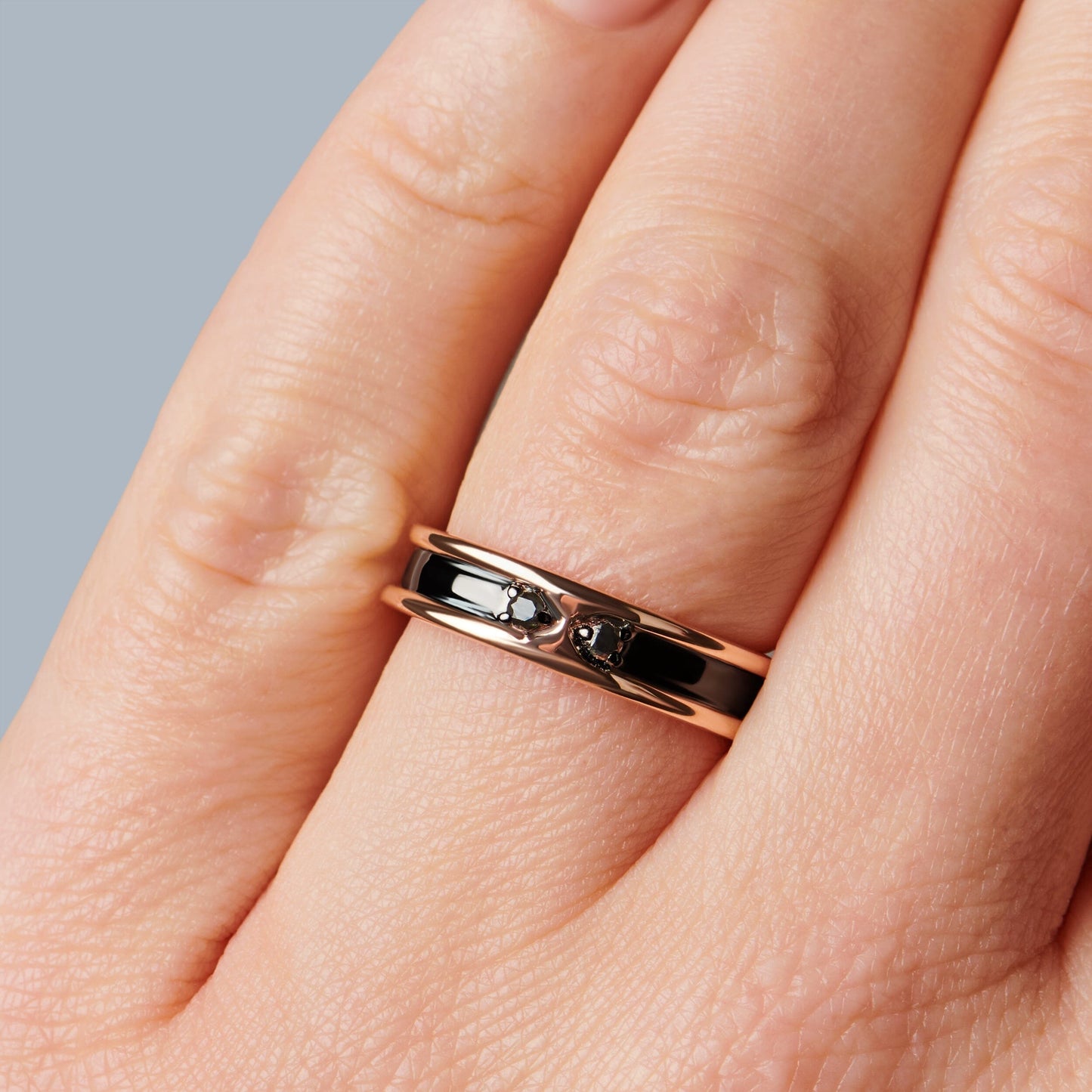 Black Onyx Unisex Ring - Individualist - lifestyle rose gold
