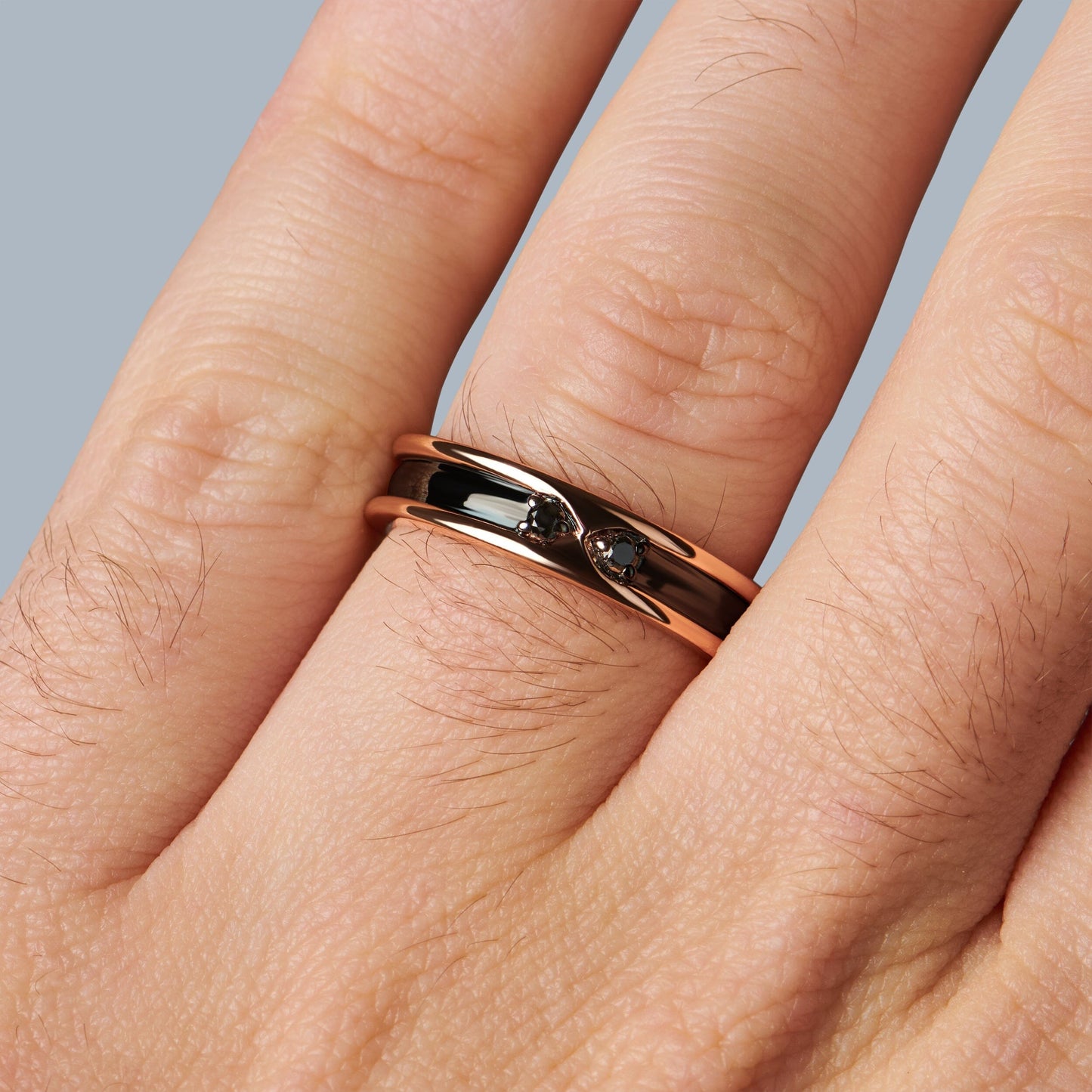 Black Onyx Unisex Ring - Individualist - detail rose gold