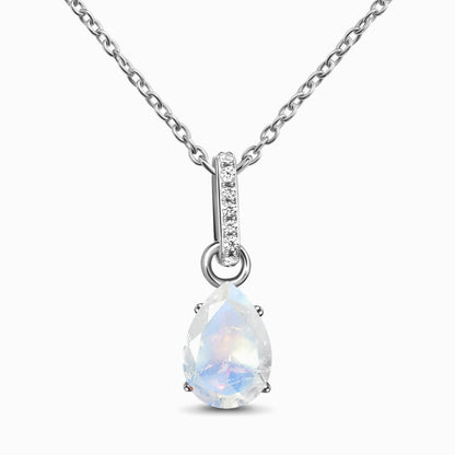 Fine Moonstone Lab Diamond Necklace Sway - June Birthstone - SIL