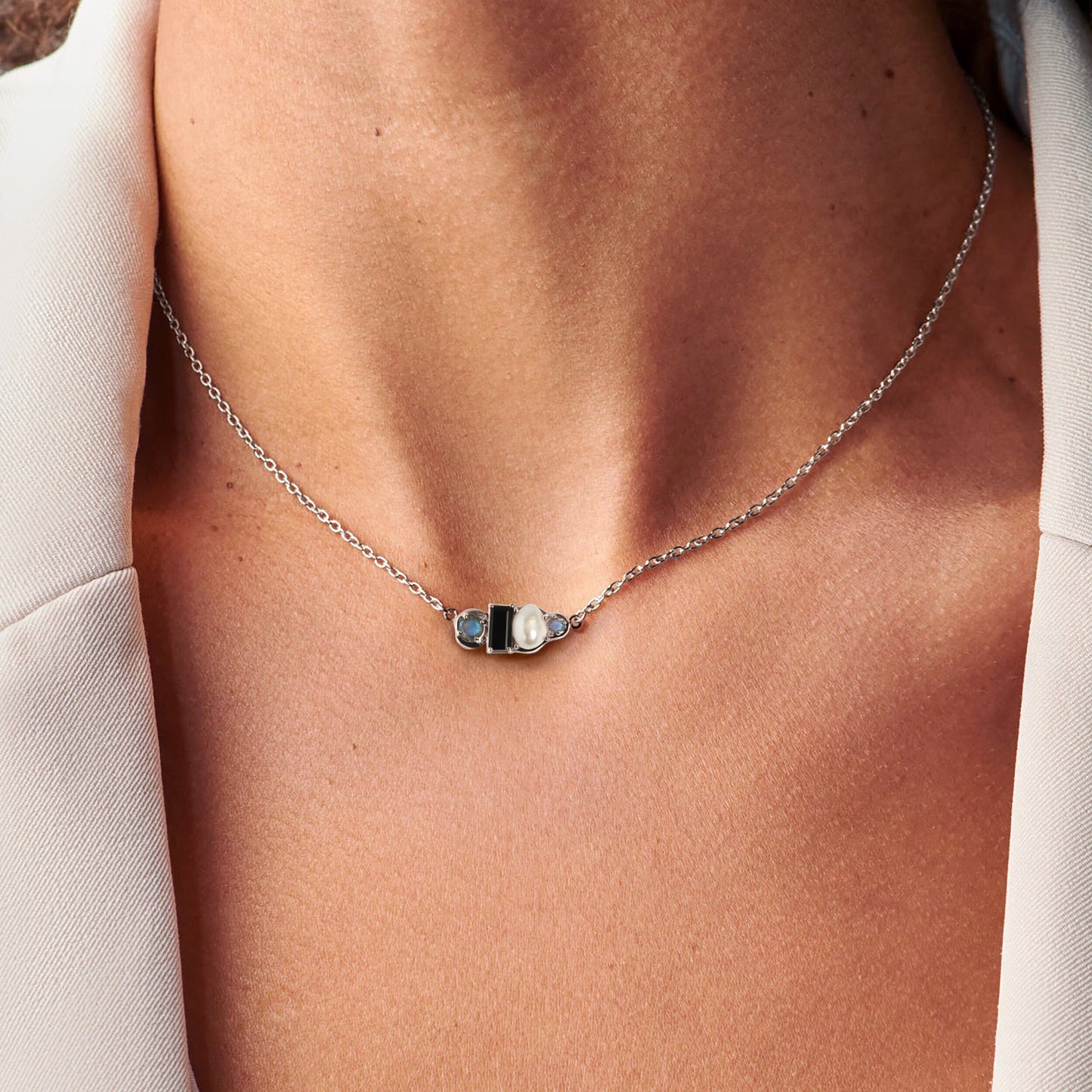 Black Obsidian Pearl Necklace - Treasure