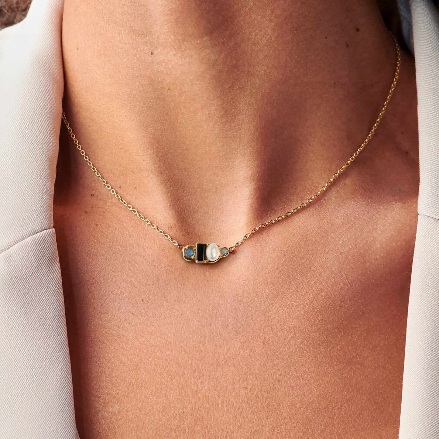 Black Obsidian Pearl Necklace - Treasure