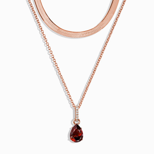 Garnet January Birthstone Sway Necklace - rose gold