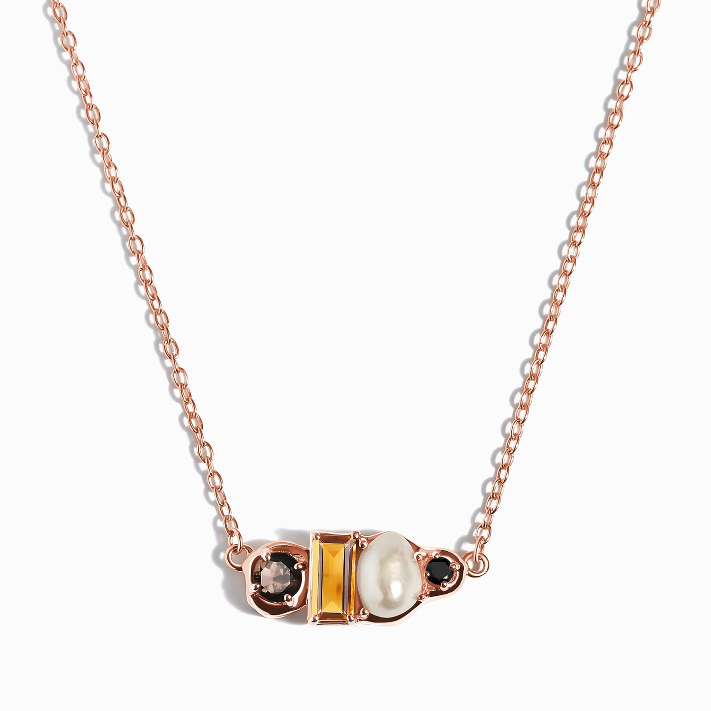 Madeira Citrine Pearl Necklace Treasure - rose gold