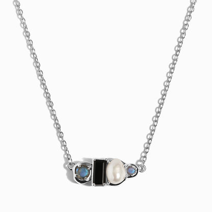 Black Obsidian Pearl Necklace - Treasure - silver