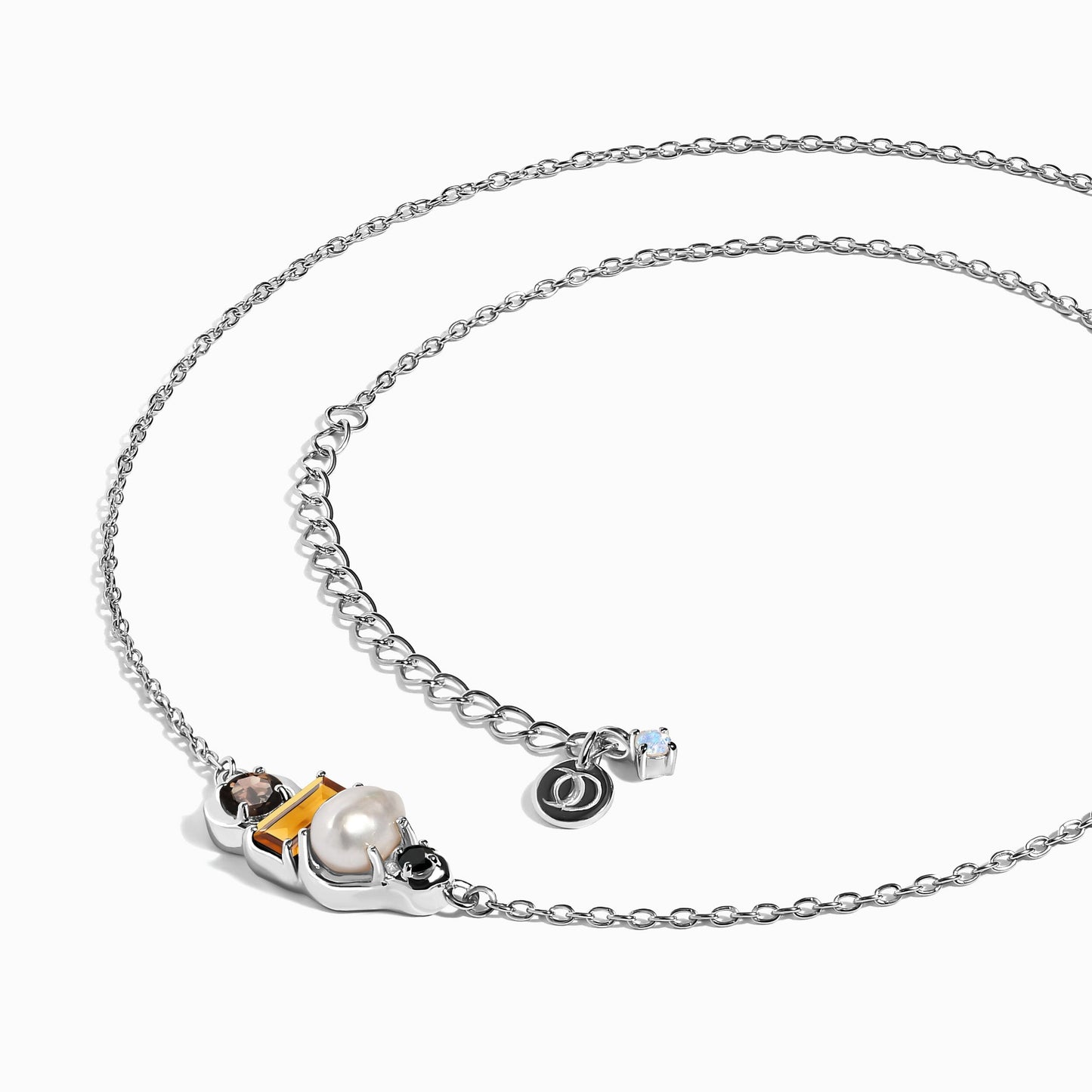 Madeira Citrine Pearl Necklace Treasure - silver angle