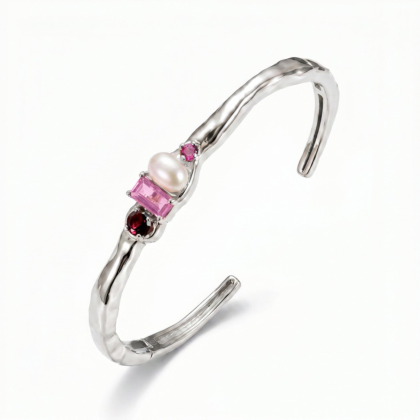 Rhodolite Garnet Pearl Cuff - Treasure - white rhodium