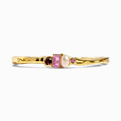 Rhodolite Garnet Pearl Cuff - Treasure - yellow gold lifestyle