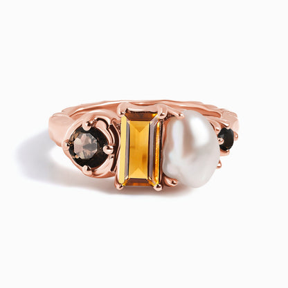 Citrine Pearl Treasure Magma Ring - rose gold ring only