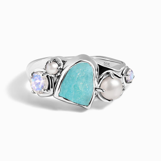 Amazonite Pearl Ring - Heirloom - SIL