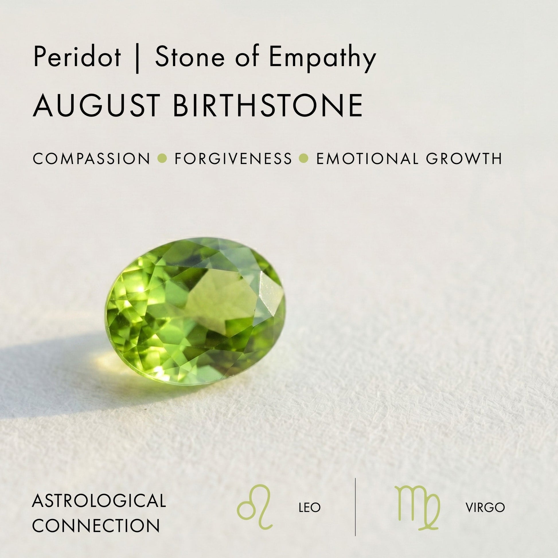 Leo Zodiac Necklace Set - peridot detail