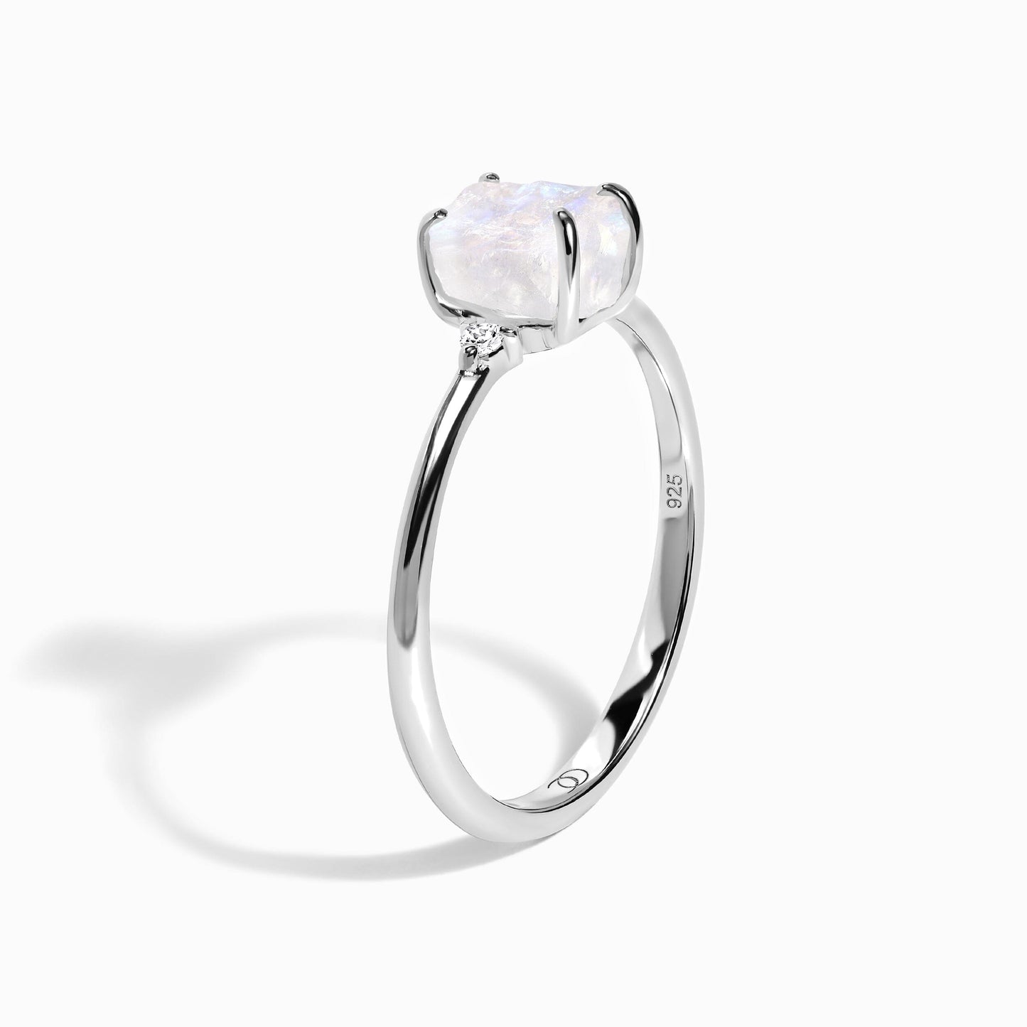 Fine Moonstone Lab Diamond Ring - Petite Allure - detail SIL