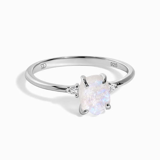 Fine Moonstone Lab Diamond Ring - Petite Allure - SIL